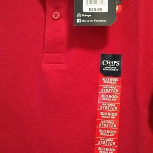 CHAPS Boys Red Polo Size XL 18/20 Short Sleeve 100